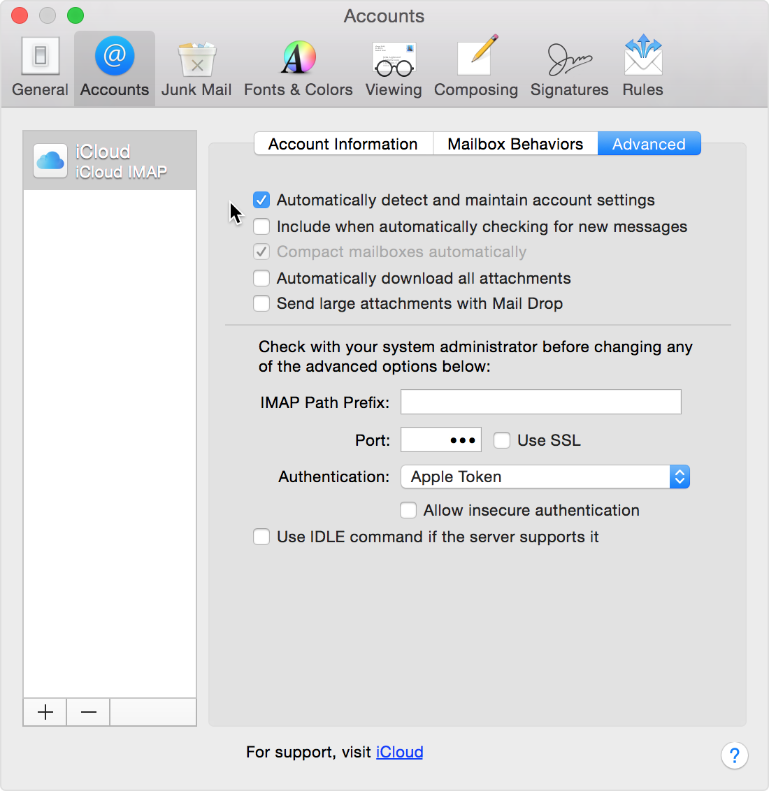 assign default mail account for email address mac mail